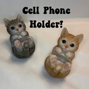 NIB! Adorable Cat Phone Holder in Orange or Gray Tabby! You Pick ONE!